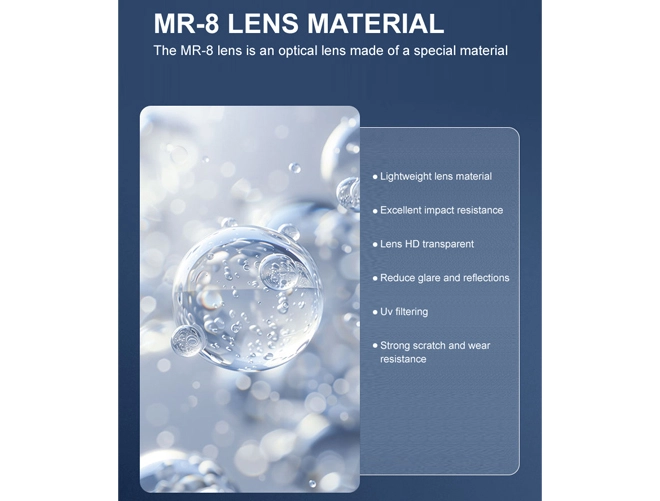 Specifiche delle lenti da prescrizione Single Vision 1.61 Asferiche MR-8 HMC con Rivestimento Multiplo Duro