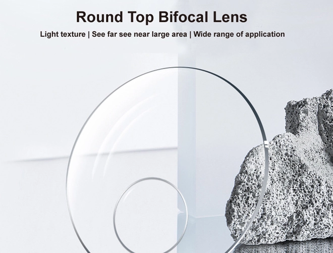 Specifica delle lenti per occhiali bifocali Round Top in CR39 1.49 da prescrizione senza rivestimento